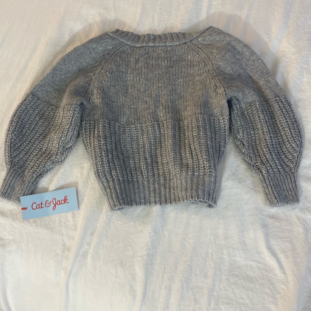 🎁NWT CAT & JACK Heather Gray Cardigan Sweater - Picture 4 of 6
